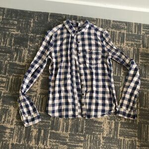 Hollister Blue and White Button Down Shirt with Long Sleeves